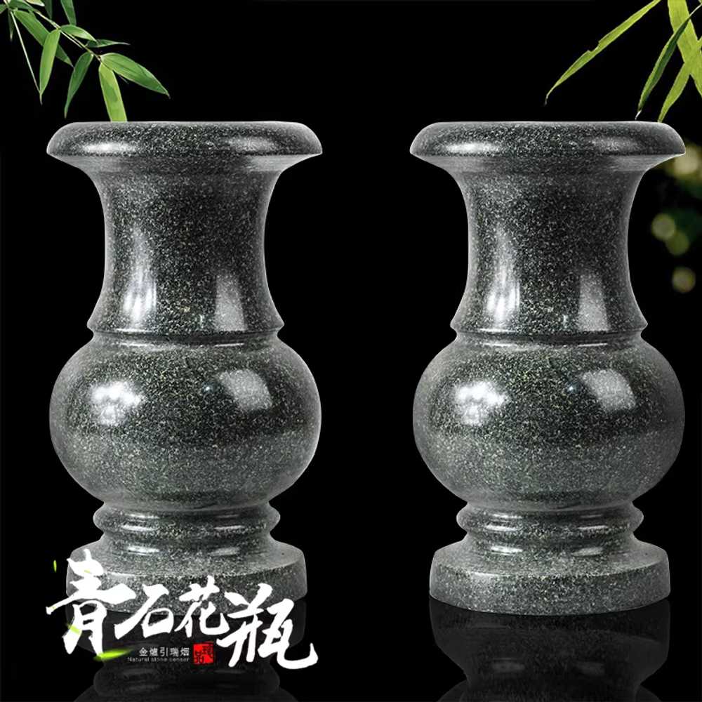 묘지화병 스톤 벌초 대리석 추모관 꽃병 향로 촛대 24cm 광택 청석 꽃병 한 쌍 + 접착제 - 상세 이미지 2