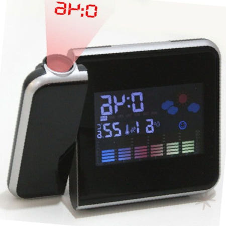 침실 탁상 디지털 시계 온도 습도 표시 천장 투사 알람 기상 시간 확인 무드등