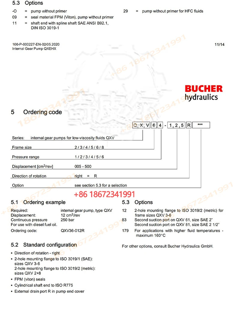 Buch 기어 펌프 QX51 시리즈 QX51-080R12/QX51-080/23-008/23-005R 유압 QX51-080/43-032/23-008R 오일 QXEH/QXM