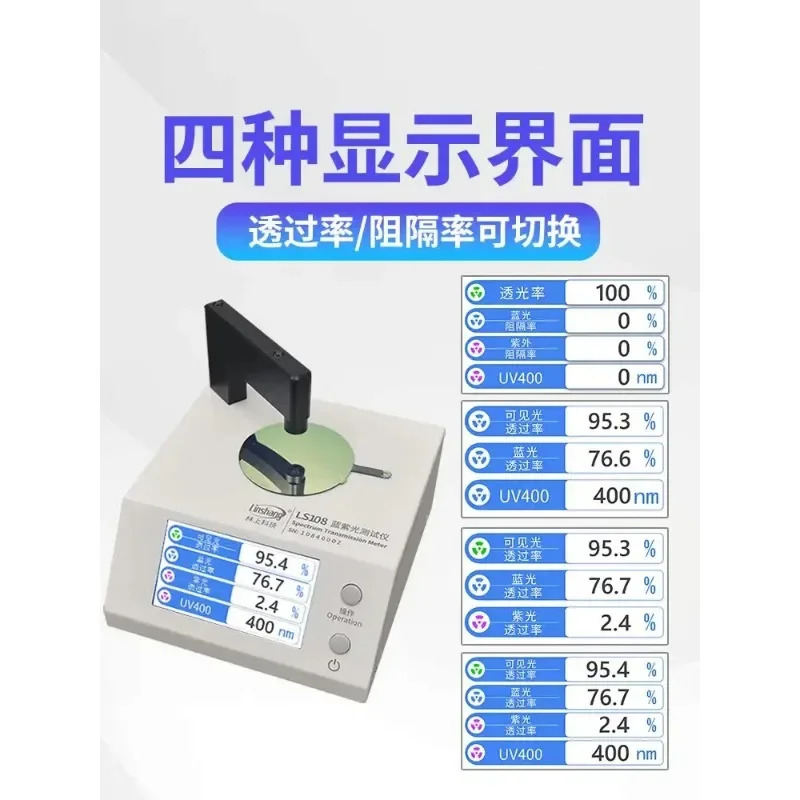 L S108 안경 렌즈 청색광 감지기 투과율 측정기 UV400 청색 보라색 광 테스터