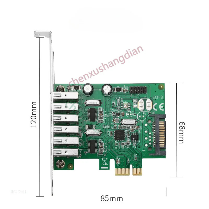 PCIE to usb2.0 확장 카드 후면 6 포트 USB 어댑터 SATA9 핀