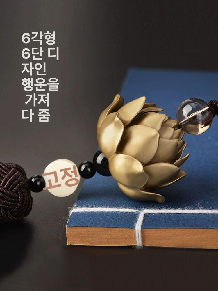 럭셔리 자동차 룸미러걸이 장식품 염주 기원 동연꽃 구리 연꽃 프리미엄 헤이티안 옥 도금 관음 - 상세 이미지 5