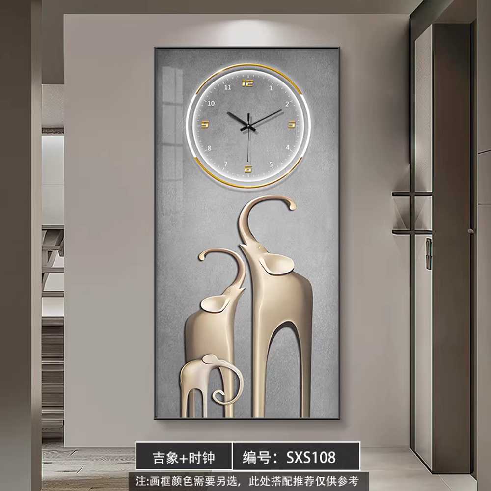 복 들어오는 그림 코끼리 시계 풍수 집들이 캔버스 SXS108 40x80cm 블랙 이미지 6