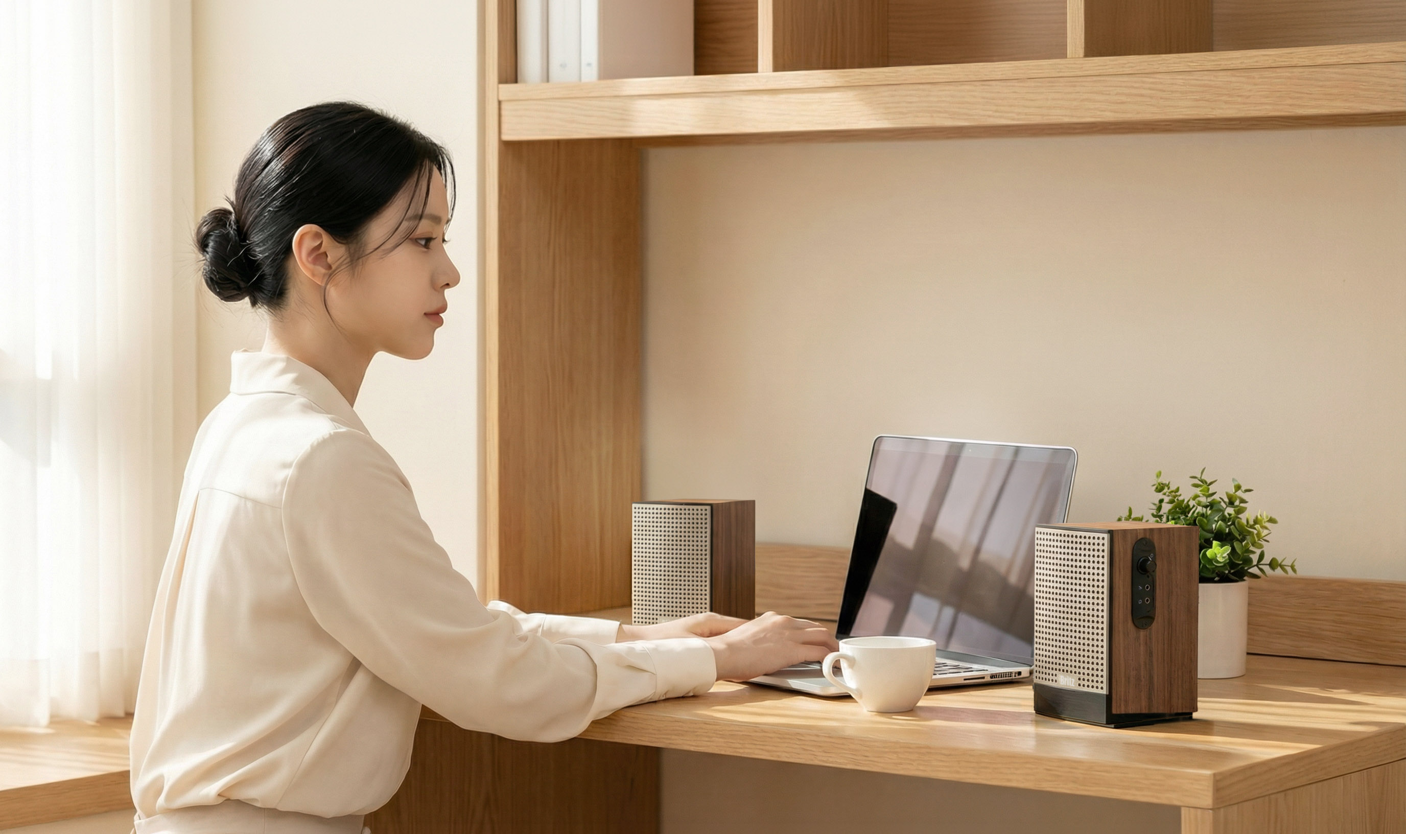 브리츠 우든 2채널 스피커 컴퓨터 게이밍 pc usb 노트북 유선 데스크탑 레트로 이미지 8