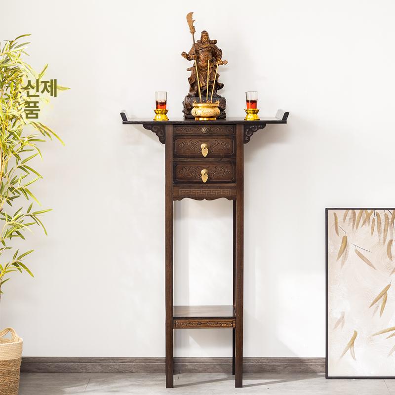 불상 받침대 벽걸이 부처상 가정용 불단 미니멀 선반 월넛 120cm 45cm 서랍판 - 상세 이미지 3