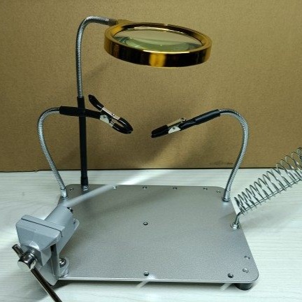 납땜용 바이스 인두 고정대 유연암 집게 돋보기 확대경 금속 받침대 PCB 회로 기판 작업 - 상세 이미지 3