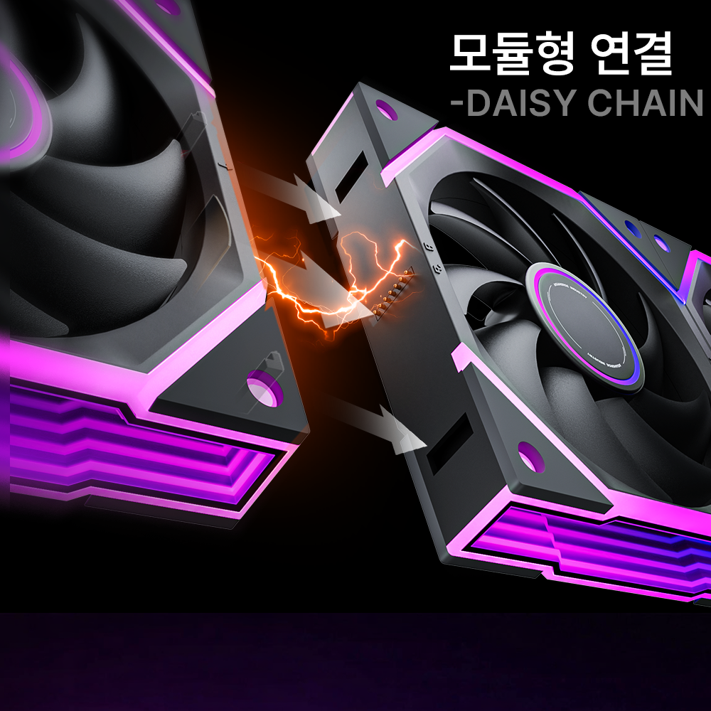Asiahorse NYOTA Ultra ARGB 모듈 쿨링팬 리버스(역방향), 블랙, 1팩 - 상세 이미지 4
