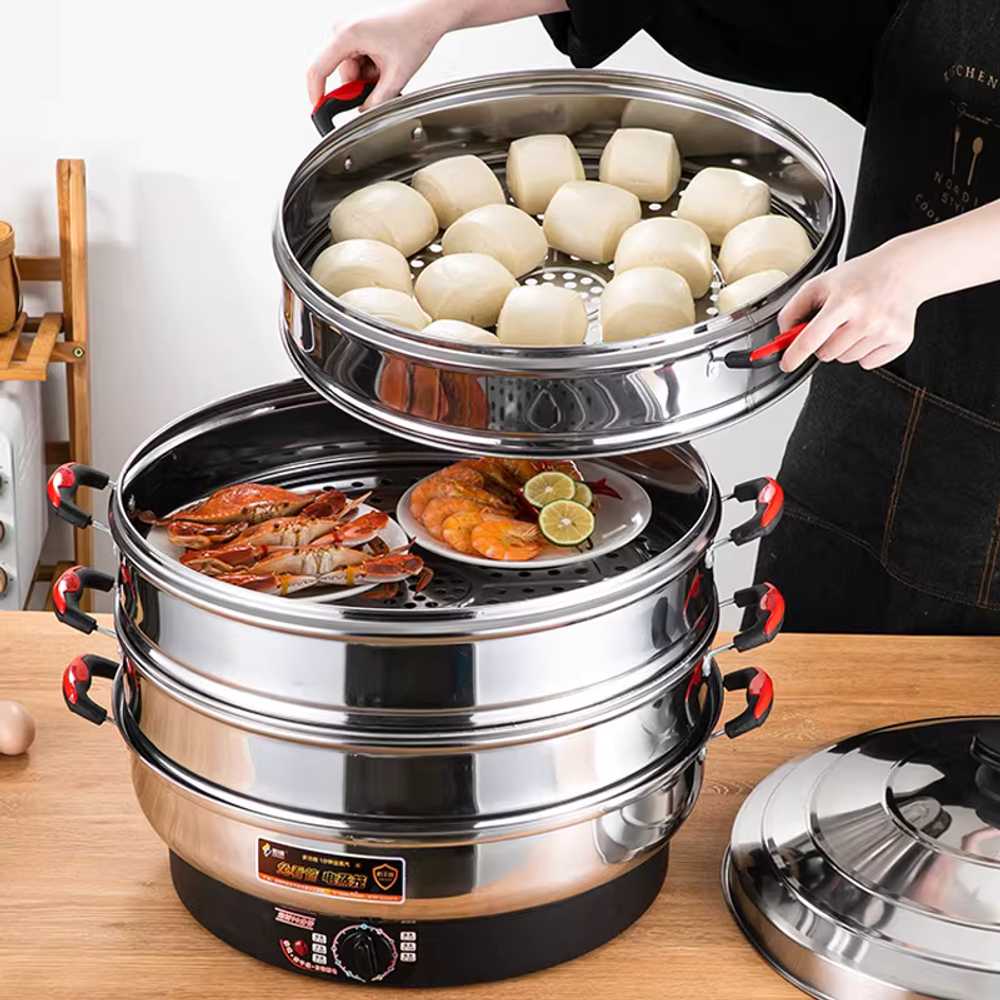 대용량 전기찜기 업소용 밥짓는 계란찜기 스팀 가열 40cm/타이머+보온+화력조절/7-12인용 - 상세 이미지 2