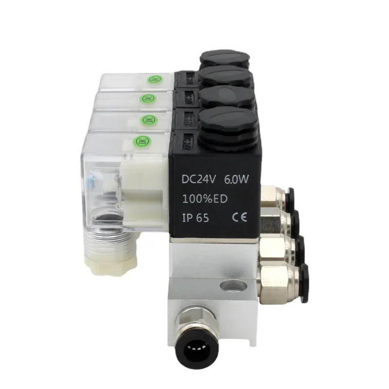 솔레노이드 밸브 정상 2V025-06 AC220V DC12V24V 멀티 웨이 조합 타입 에어 마그네틱 공압 2V025-08