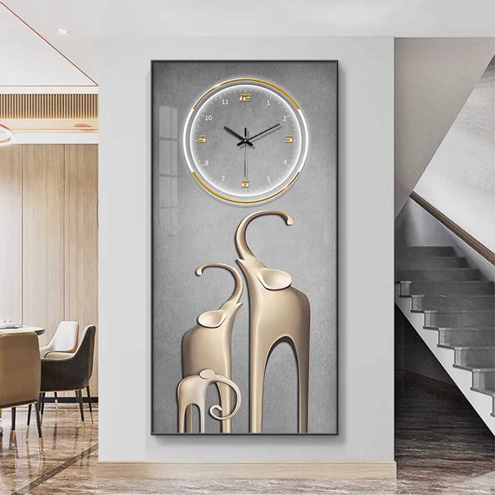 복 들어오는 그림 코끼리 시계 풍수 집들이 캔버스 SXS108 40x80cm 블랙 - 상세 이미지 2