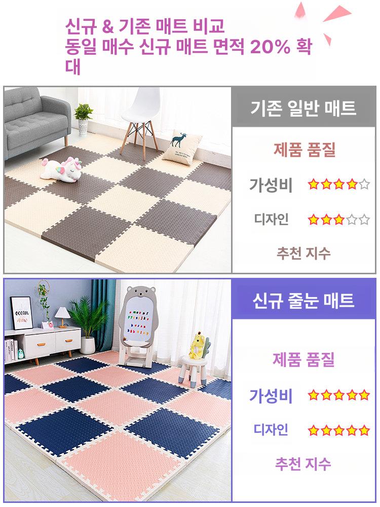 강아지 바닥매트 관절 애견 화이트 미끄럼방지 고양이 롤리핑크+블루그레이+화이트 줄무늬 신형 줄무늬 30 x 30x1.2cm 24장 - 상세 이미지 3