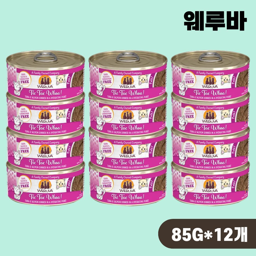 [+N포인트] 웨루바 캣 파테 주식캔 파우치 습식 틱 택 워우, 85g, 12개 - 상품 이미지