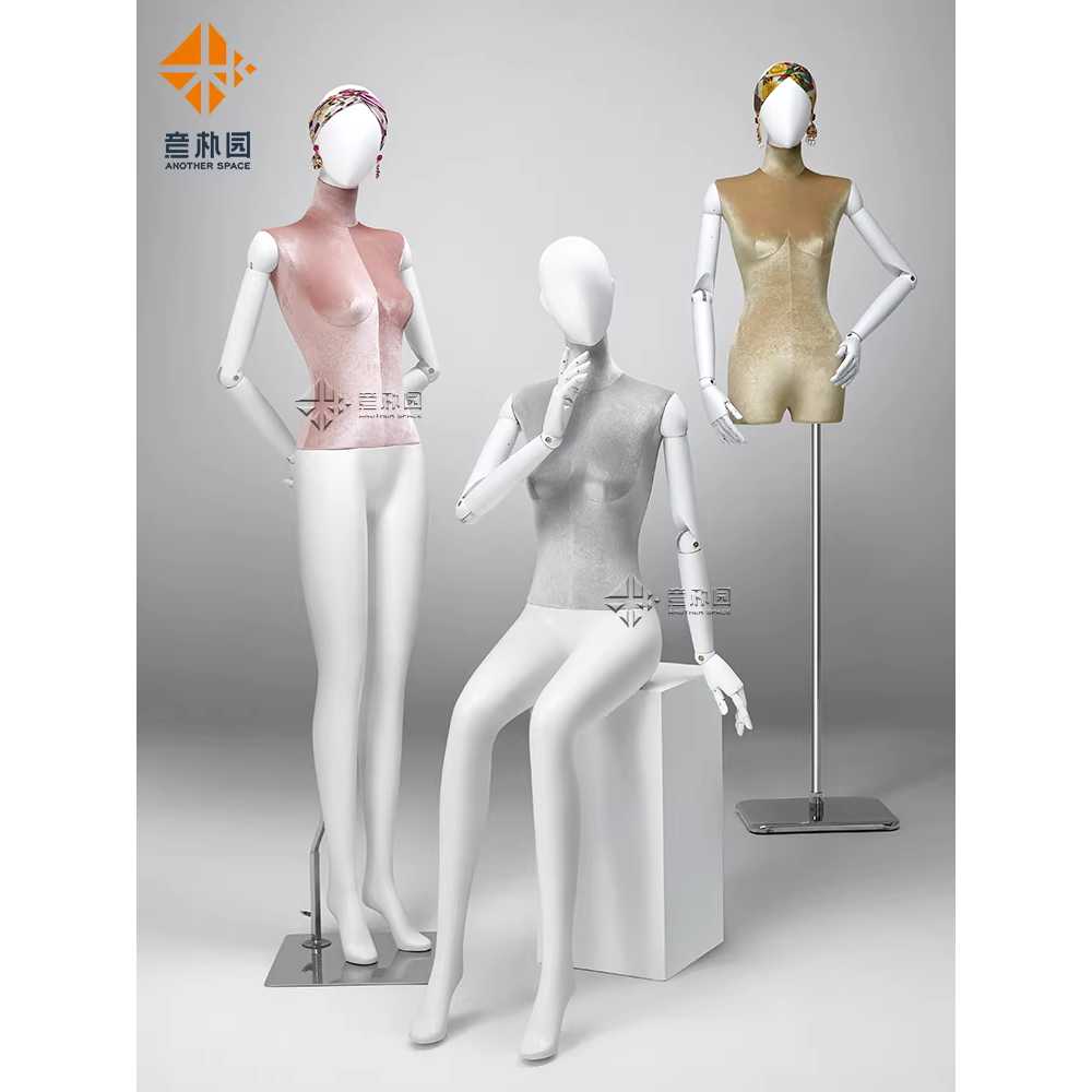 여성 마네킹 전신 쇼핑몰 디스플레이 전시 피팅 디피 반신 여성/ 실버 그레이 + 은색 헤드 - 상세 이미지 2