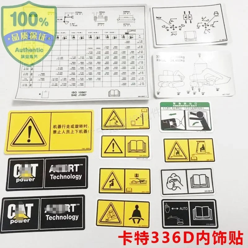 Caterpillar cat 320D 336D 인테리어 장식 라벨 유리 스티커 소형 굴삭기