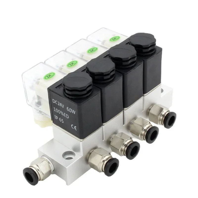 솔레노이드 밸브 정상 2V025-06 AC220V DC12V24V 멀티 웨이 조합 타입 에어 마그네틱 공압 2V025-08
