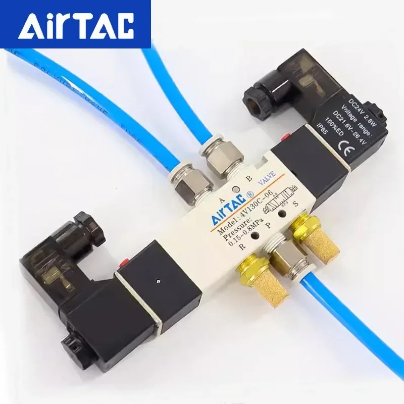 AirTAC 투 포지션 파이브 웨이 리버싱 밸브 12V 24V 110V 220V 4V120-06 4V220-08 4V320-10 4V420-15 솔레노이드 에어