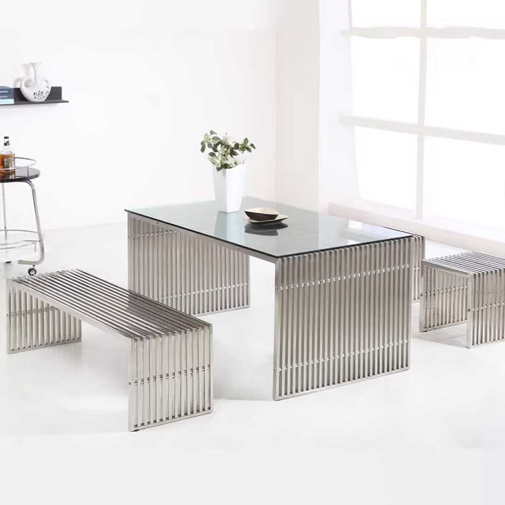 스테인리스 벤치 긴의자 철제 공원의자 카페 웨이팅 120x40x42cm 롱벤치 - 상세 이미지 2