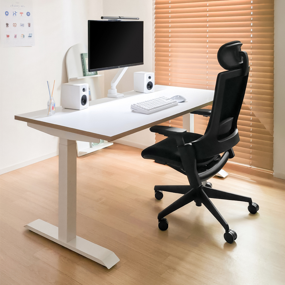 루나랩 모션데스크 높이조절 스탠딩 스퀘어 책상 화이트우드 엣지 1200 제품 이미지