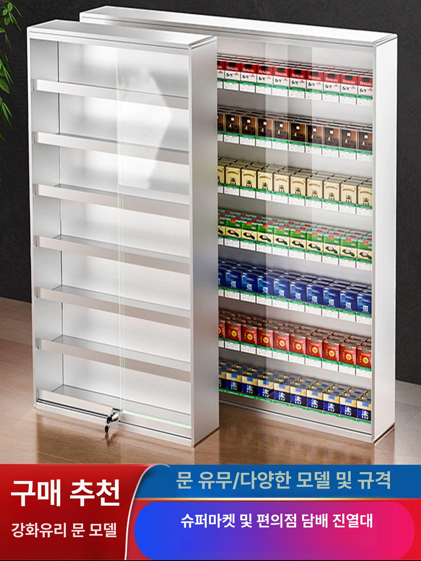 담배진열장 카운터 편의점 판매대 미닫이 진열대 5.5cm 82 x 105cm 가로형 강화유리문 포함 - 상세 이미지 4