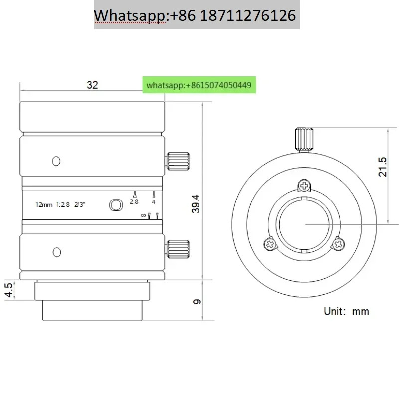 MVL-MF1228M-8MP 8메가픽셀 고정 초점 12mm 2/3인치 산업렌즈