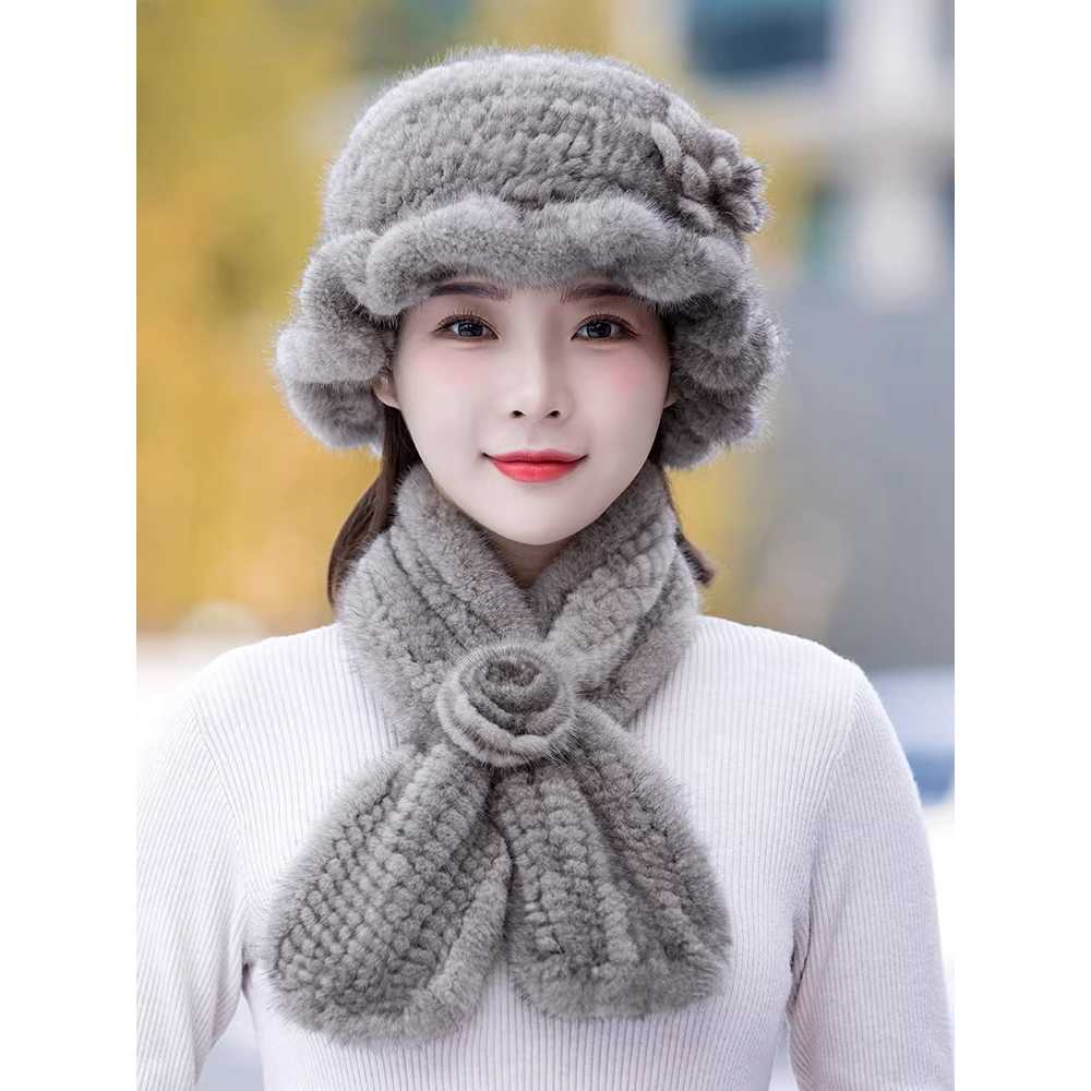 여성 밍크 모자 버킷햇 퍼 벙거지 중년 할머니 선물 블랙 - 상세 이미지 2