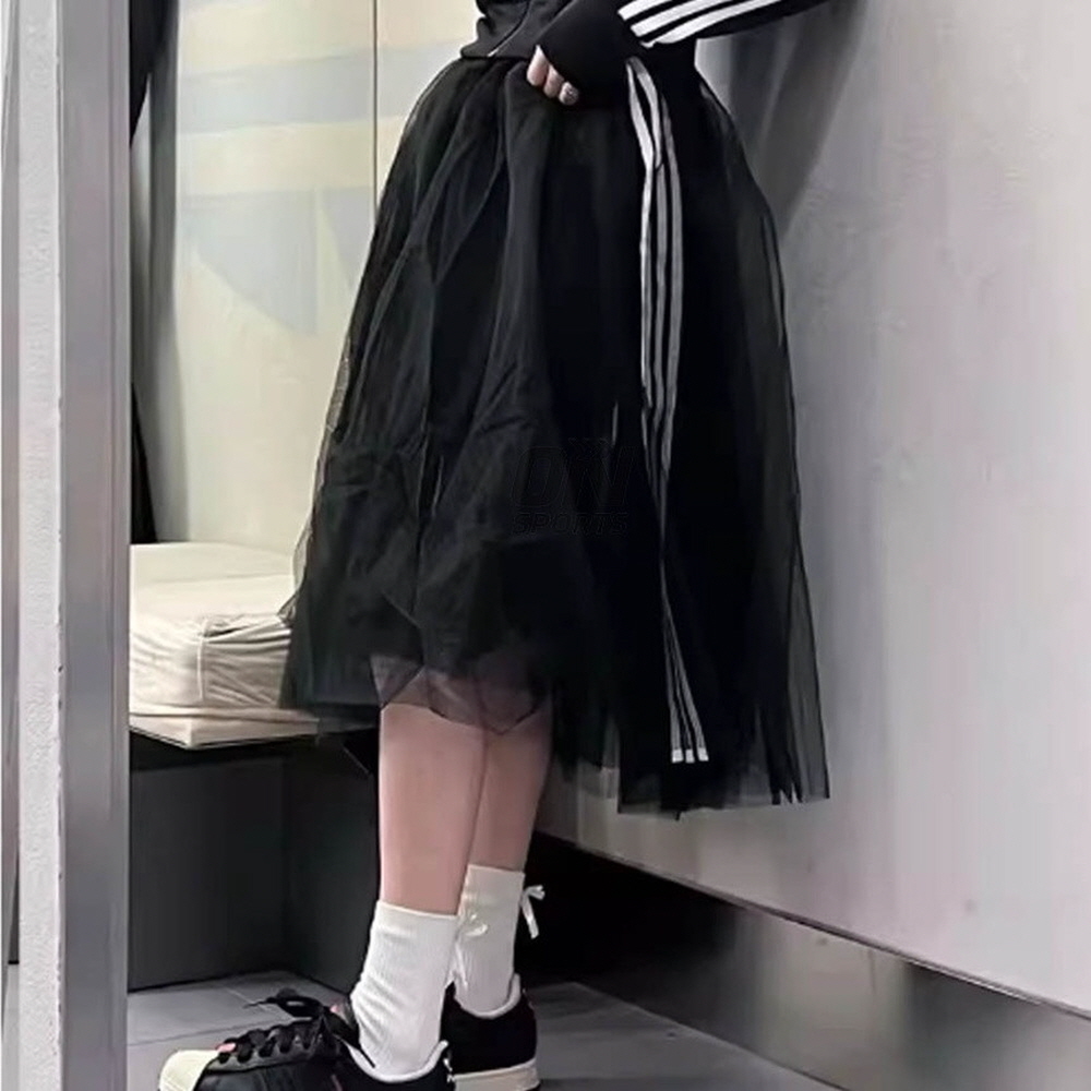 아디다스 우먼스 레이스 스커트 망사 시스루 샤 튤 롱 치마 스커트 블랙 KS6563 - 상세 이미지 3