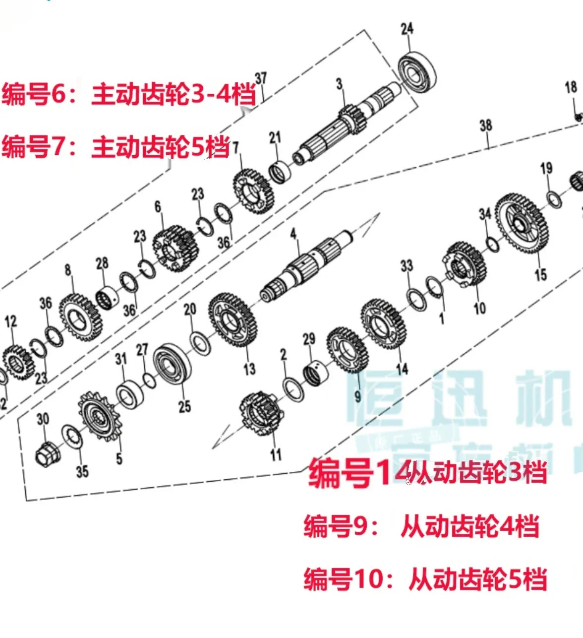 CF400NK/650NK/MT/TR 상태- 기어박스 기어 스핀들 카운터 샤프트