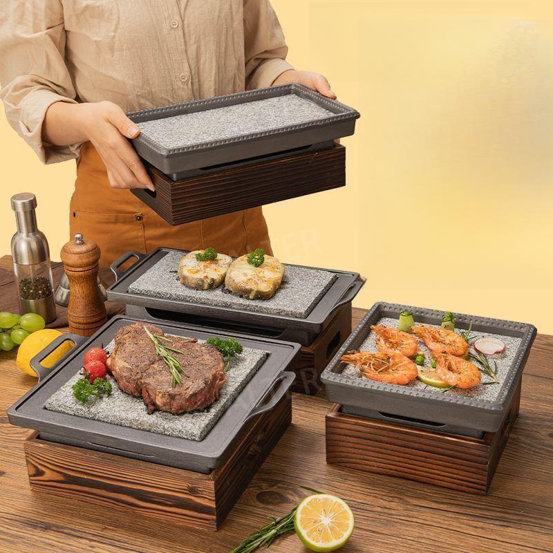 돌판 화로 일본식 미니화로 플레이트 구이 화로대 불판 고기 그릴 19x19x3.5cm - 상세 이미지 2