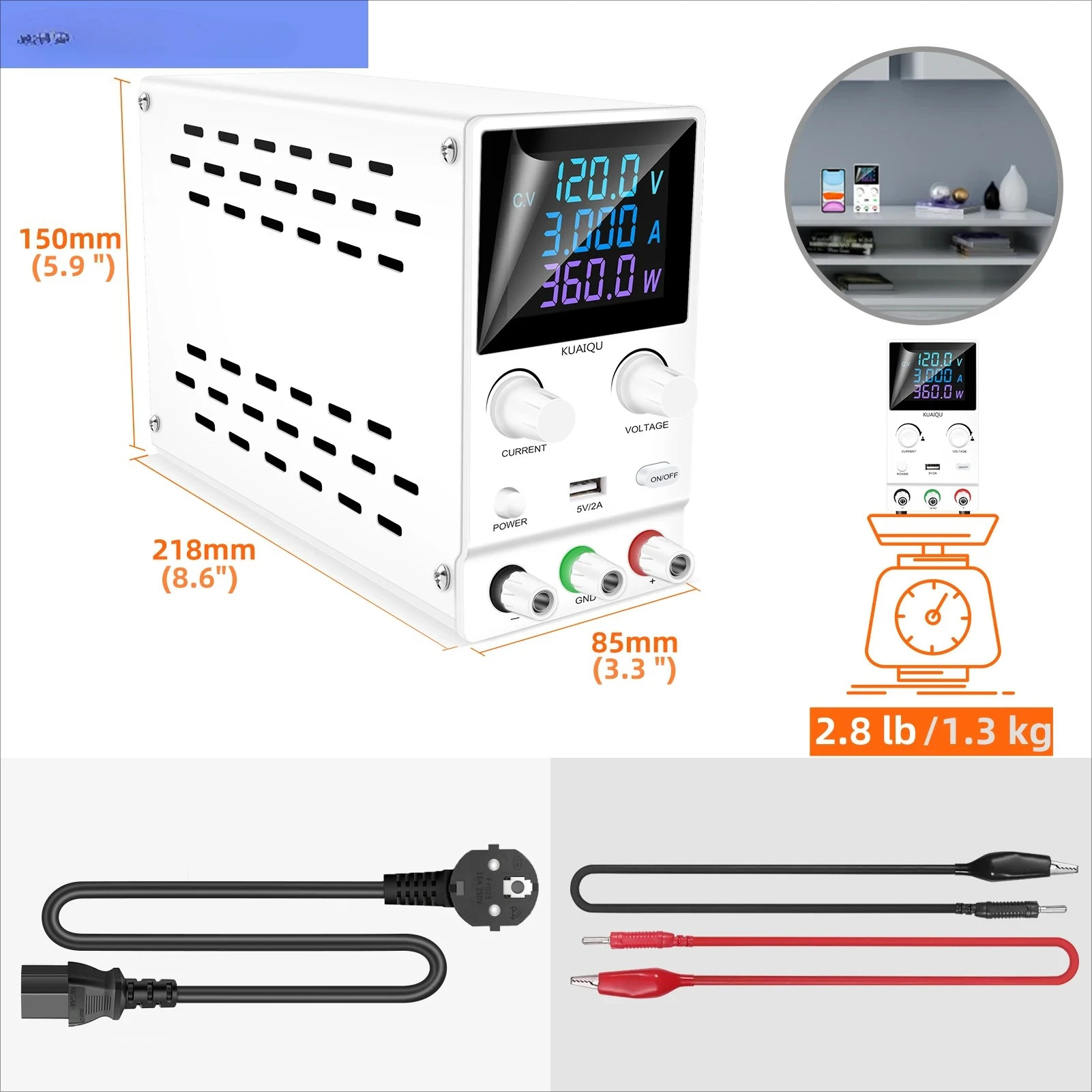 NICE-POWER SPPS-B1203D 화이트 120V 3A 가변식 신형 소형 미니 디지털 디스플레이 조절 실험실 벤치 DC 전원공급장치