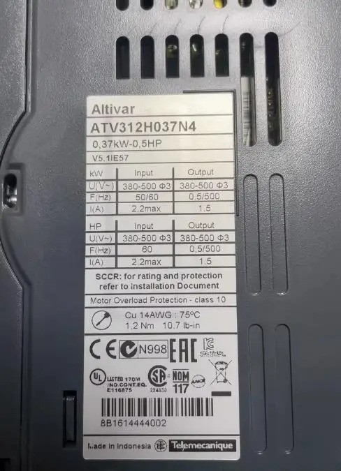 3상리퍼 리퍼 기계 ATV312H037N4 0.37KW-0.5hp호환 380-500V