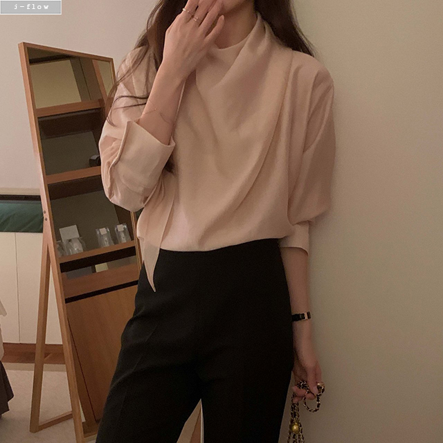 페럴 스카프넥 드레이프 오간자 블라우스 3col 봄 가을 시스루 루즈핏 하객 제이플로우 - 상세 이미지 5