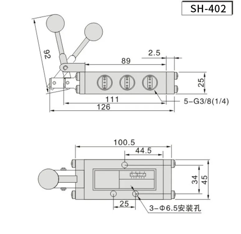 수동-자동 2위치 5방향 SH402 핸드 풀 밸브 플레이트 제어 JM JM402 430