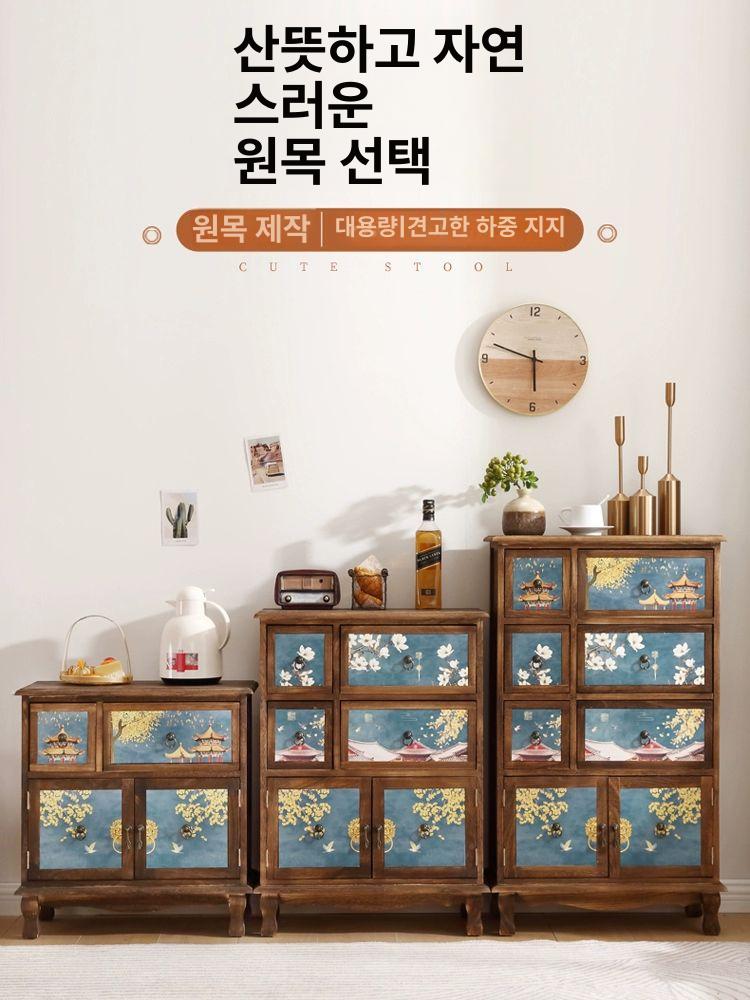자개서랍장 빈티지 고가구 스토리지 캐비닛 수납장 베이킹 LZ011 로스티드 4단 완전 조립 완료 - 상세 이미지 3