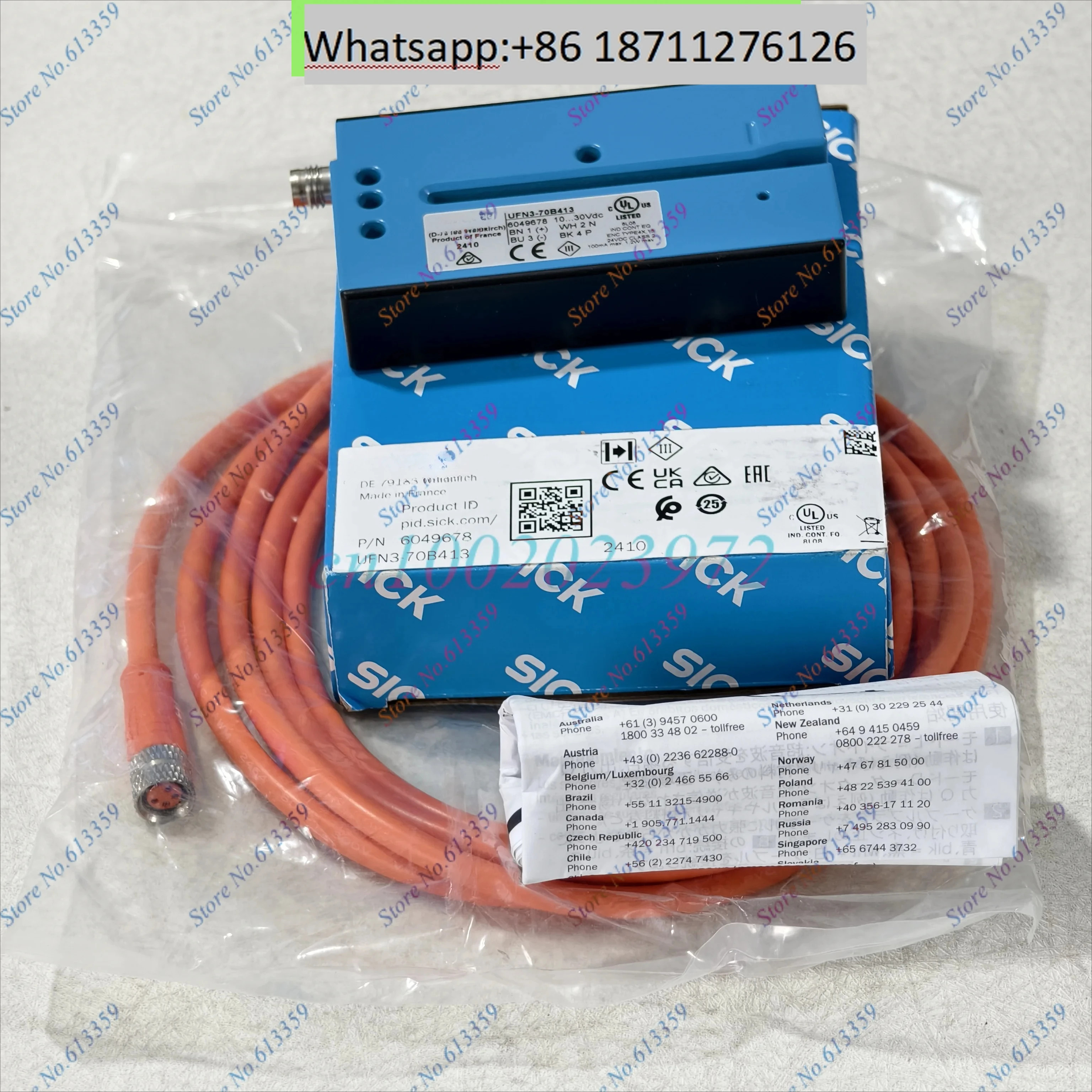UFN3-70B413 6049678 Sick 오리지널 신 초음파 광전센서 UF3-70B410 대체2M 케이블 포함
