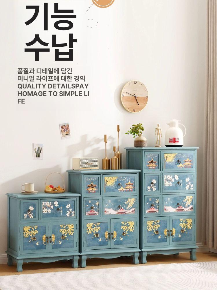 자개서랍장 빈티지 고가구 수납장 베이킹 캐비닛 스토리지 로스티드 4단 완전 조립 완료 - 상세 이미지 5
