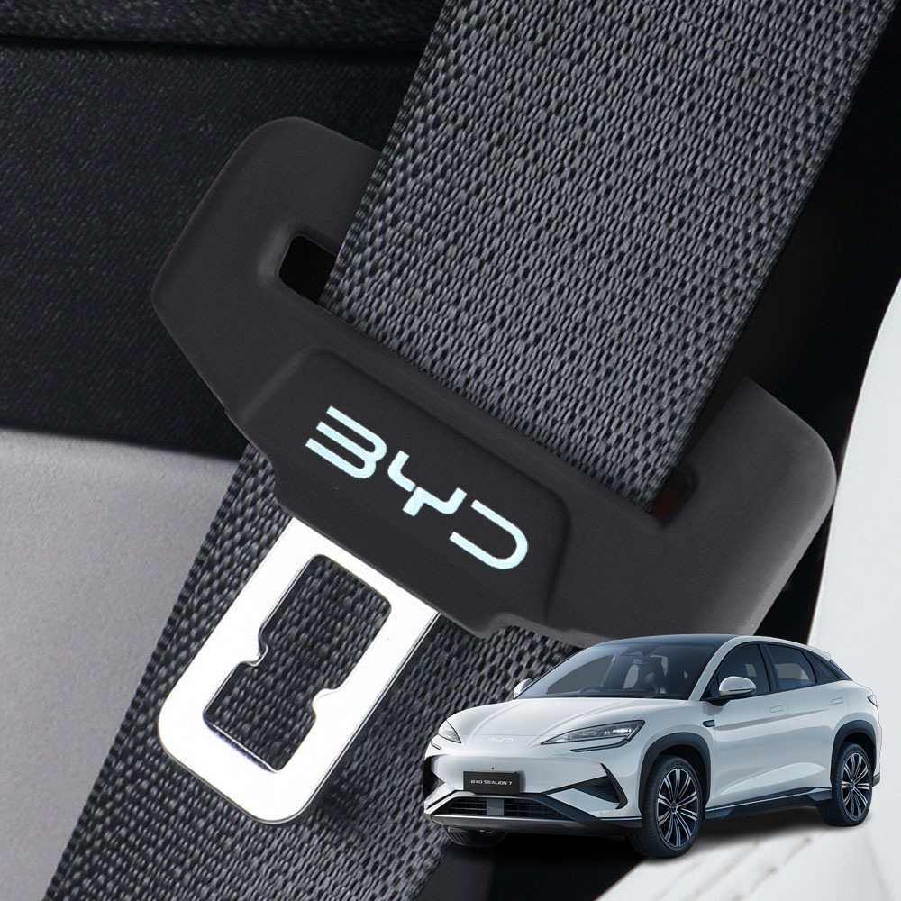BYD 안전벨트 클립 실리콘 버클 커버 스크래치 방지 블랙 - 상품 이미지