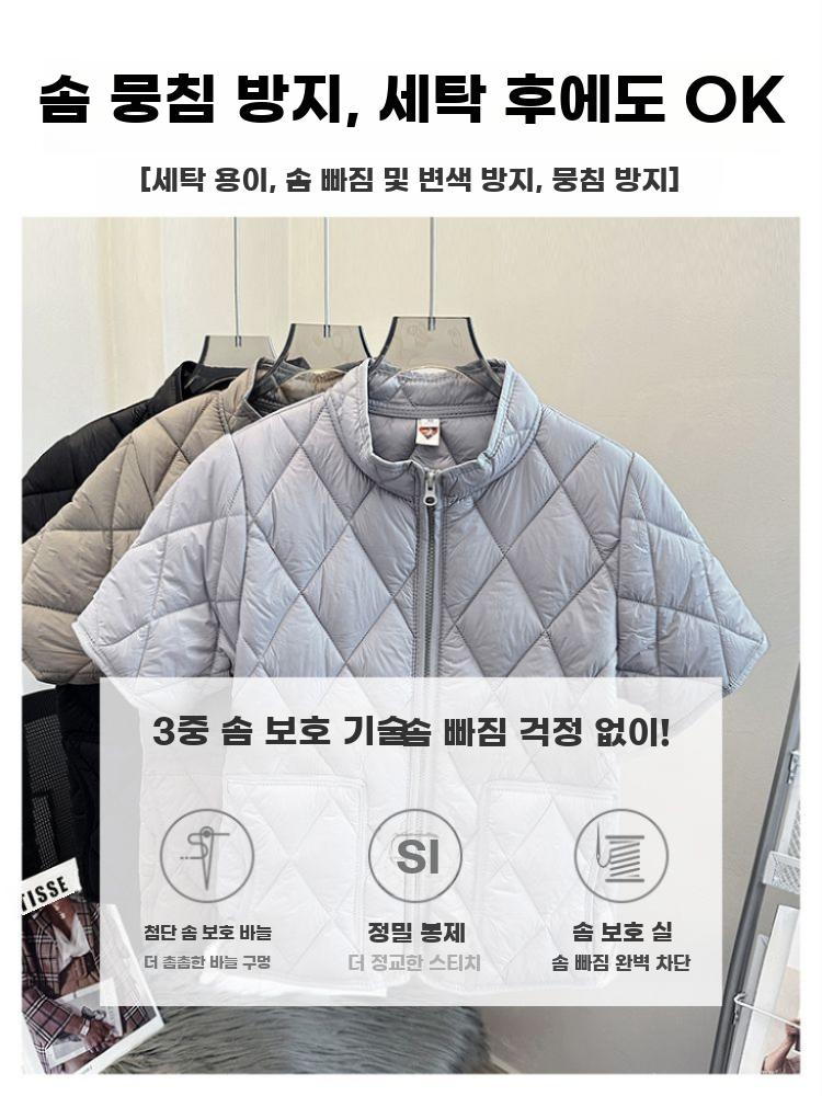 남성 하이넥 패딩 조끼 반팔 어깨보호 중장년 내피 - 상세 이미지 4