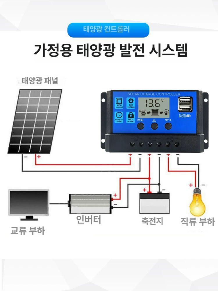 태양광 컨트롤러 충전 태양열 모듈 디스플레이 백라이트 10A 12V/24V - 상세 이미지 5