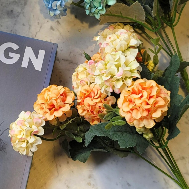 지니몰 옐로우 조화 수국 꽃다발 촬영소품 인테리어