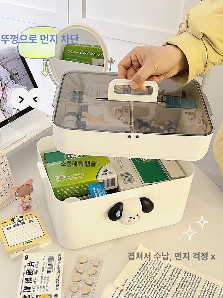 대형 가정용 구급 핑크 약상자 안전 의약품 보관함 분리형 상비약 박스 - 상세 이미지 3