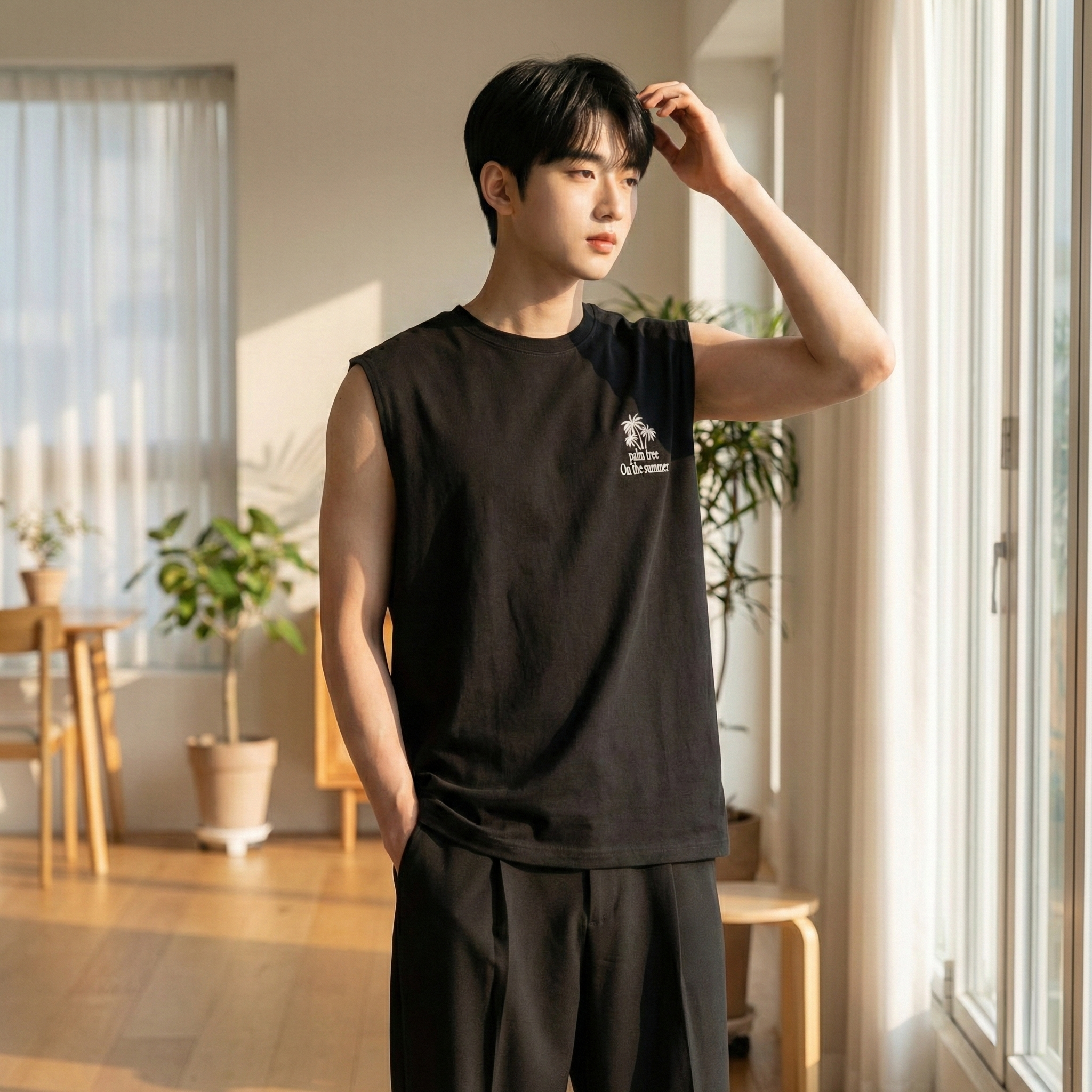 팜트리 오버핏 나시 남자 민소매 남성 쿨나시 휴가 바캉스 휴양지 - 상세 이미지 3