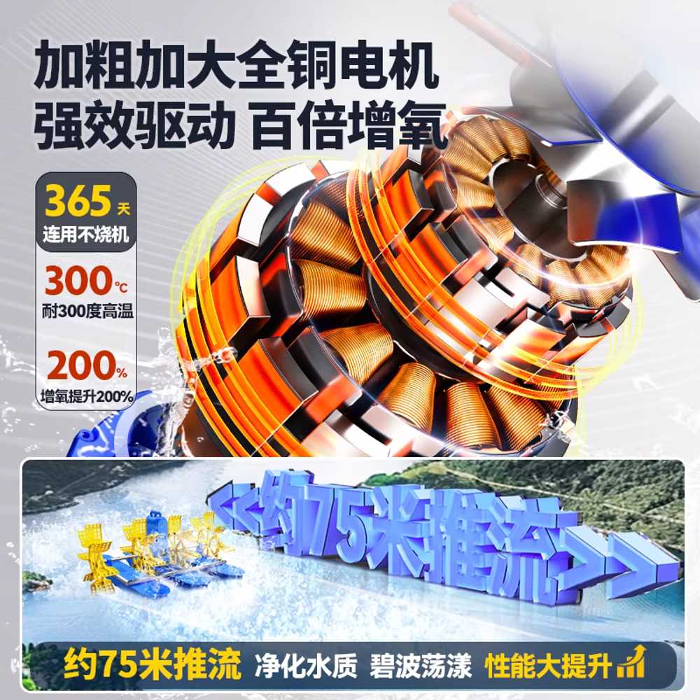 양어장 수차 연못 모터 임펠러 통풍기 호수 펌프 에어 750W 2엽 - 380V 201 스테인리스 - 상세 이미지 2