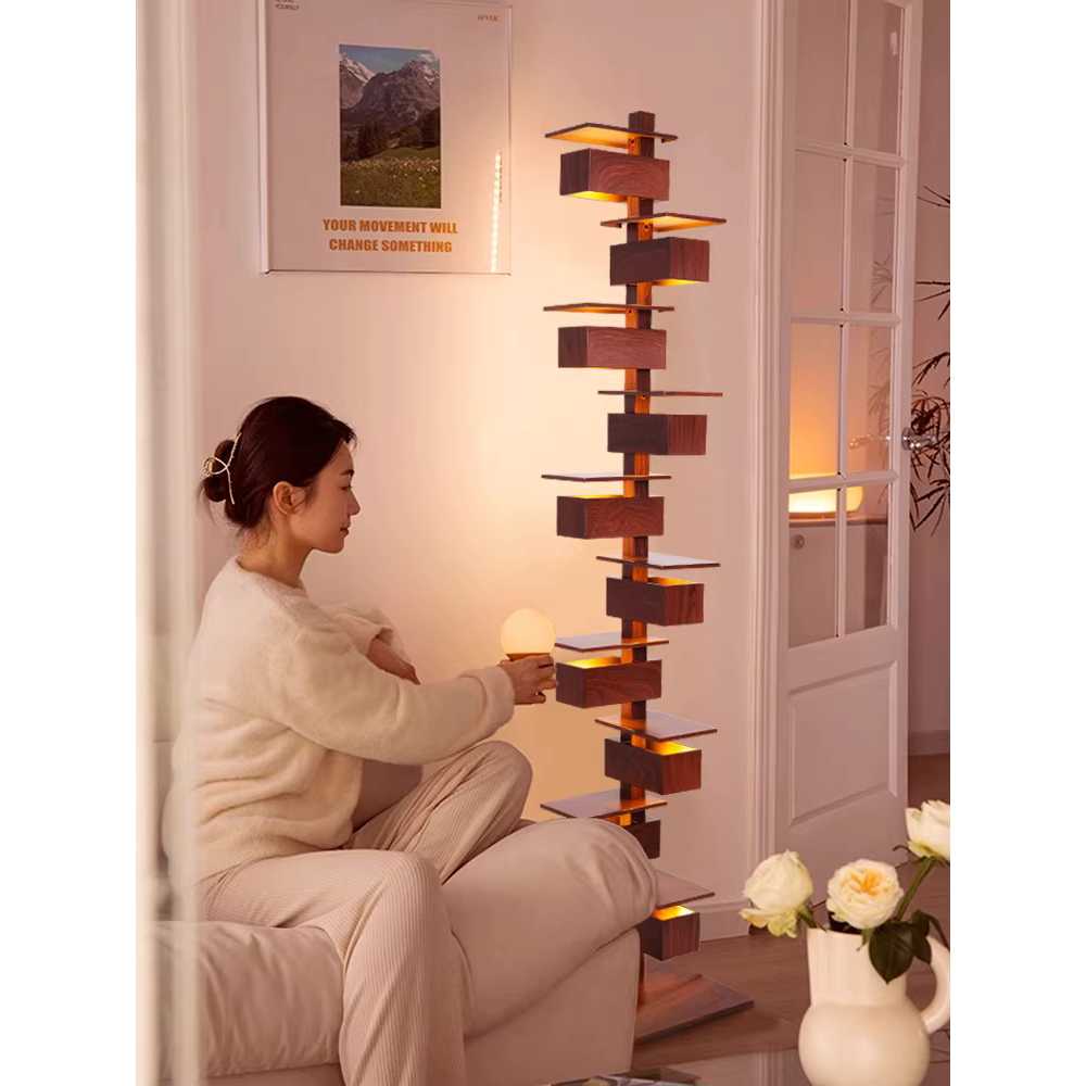 원목 장스탠드 플로어램프 독서등 침실 카페 거실 38x182cm 블랙 / 3색 조광 - 상세 이미지 4