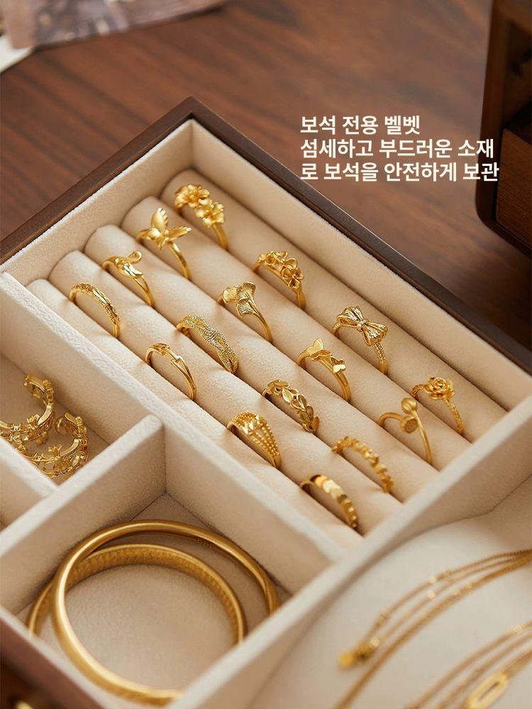 원목 악세사리 수납함 보석함 보관함 목걸이 주얼리 반지 4단 - 상세 이미지 3