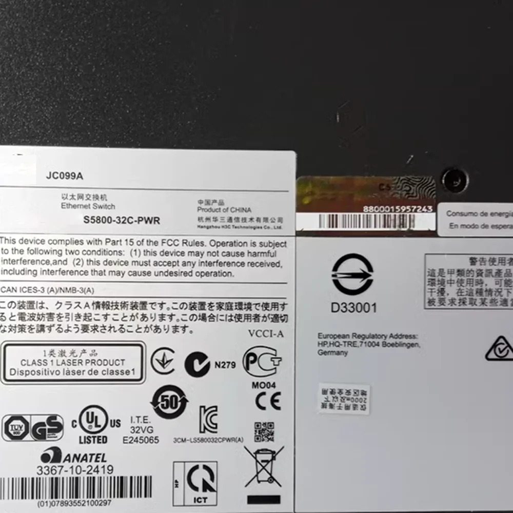 H3C S5800-32C-PWR JC099A 24포트 기가비트 POE 전원공급장치 4포트 10G SFP스위치용