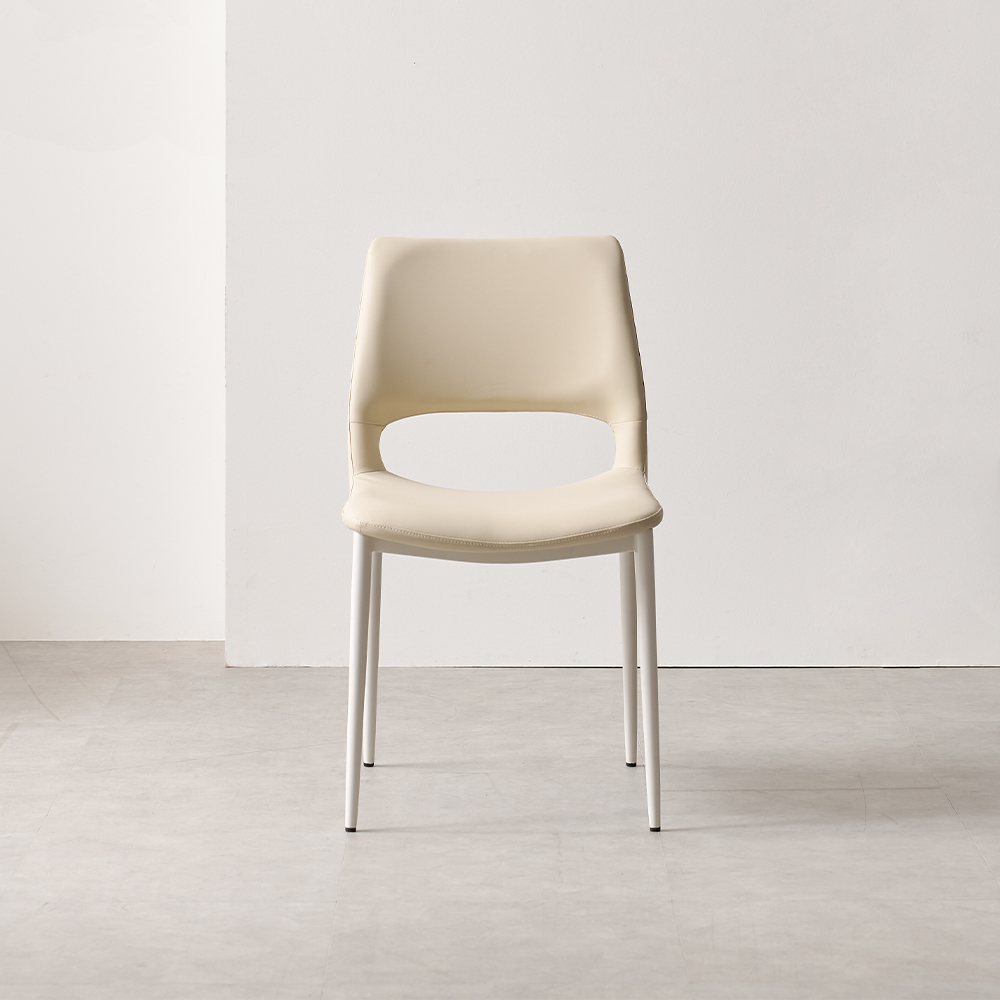 편한 식탁 의자 실리콘 가죽 등받이 샤프 화이트 아이보리