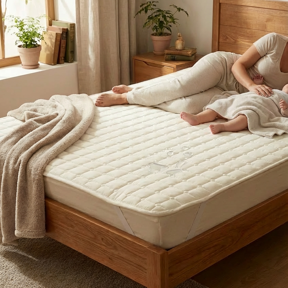 포니홈 침대 방수패드 슈퍼싱글 누빔 매트리스 패드 고정밴드 밴딩 SS 110x200