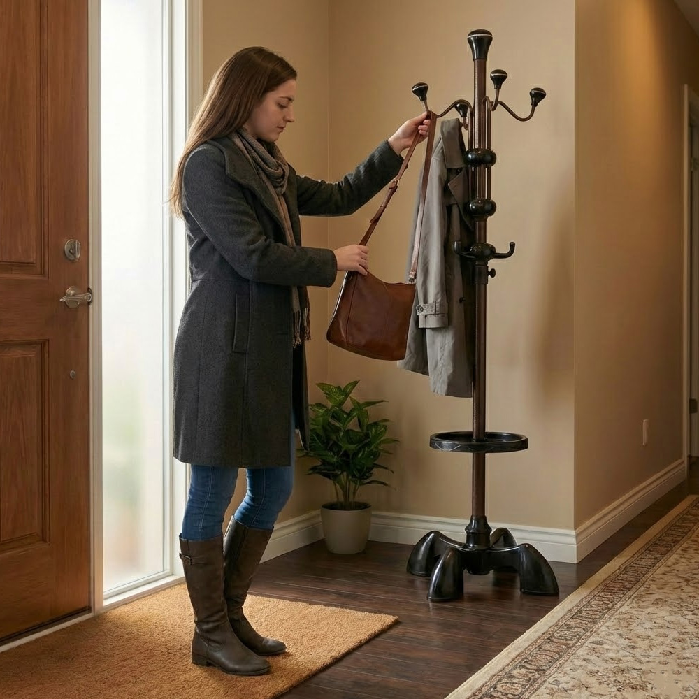 튼튼한 조립식 스탠드 옷걸이 스탠딩 폴행거 스탠드형 외투걸이