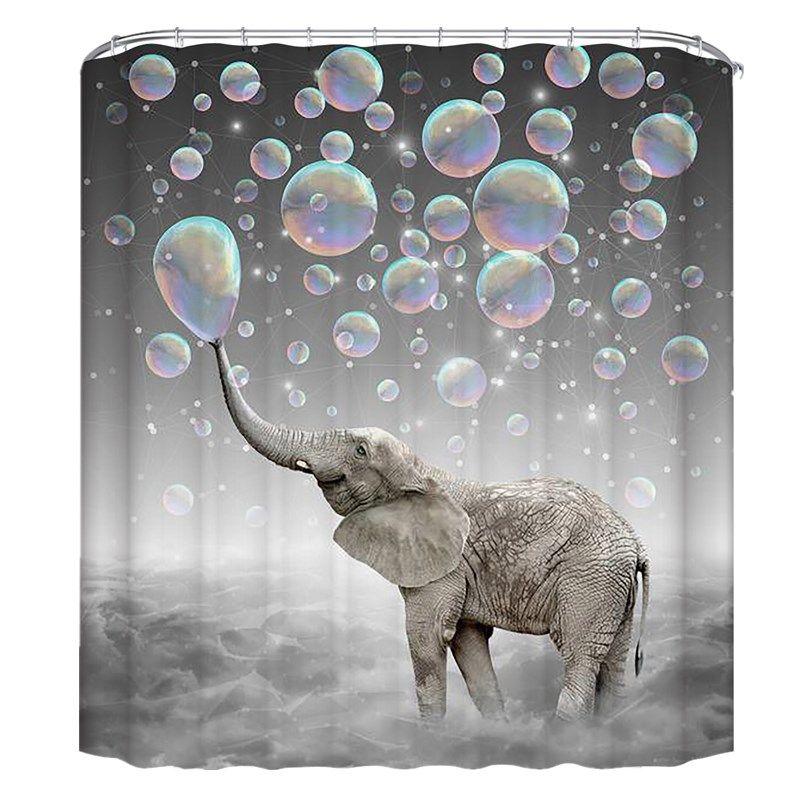 귀여운 코끼리 샤워커튼레일 욕실 장식 부엌 드림 버블 150 x 180cm 플라스틱 후크 - 상품 이미지