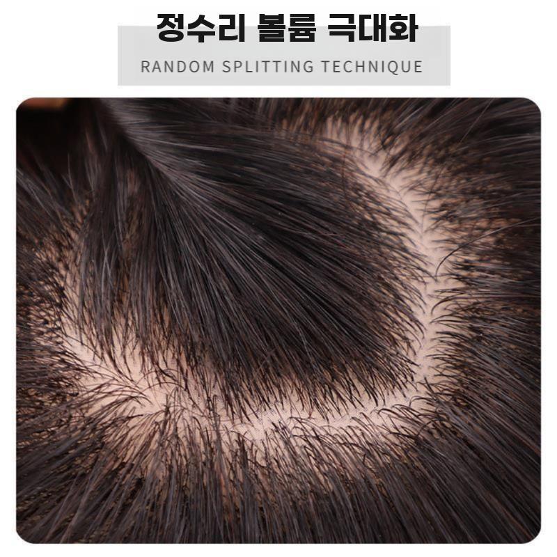 남성 인모 숏컷 무흔적 헤어피스 탑커버 자연 단발 가발 - 상세 이미지 3